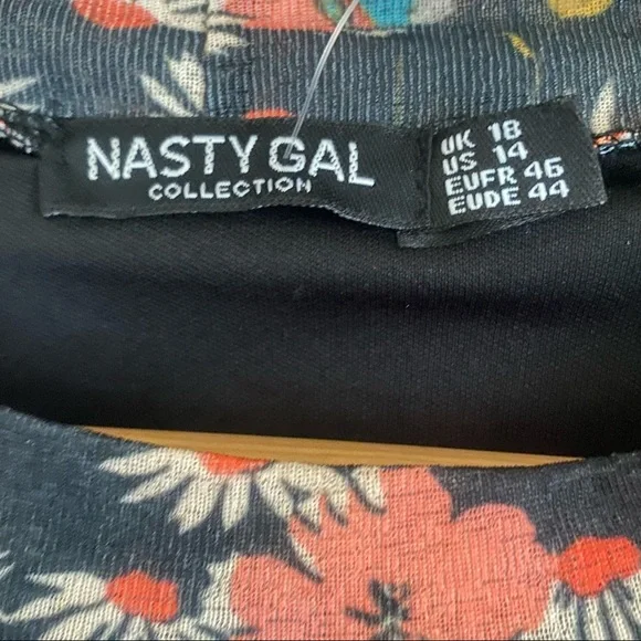 NWT Nasty Gal Floral Print Maxi Mid Smock Long Sleeves Women Cool Vibes Dress - Picture 4 of 9